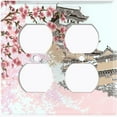 thumbnail image 3 of Metal Light Switch Plate Cover Japanese Pink Sakura Flower House Brown FLW127, 3 of 13