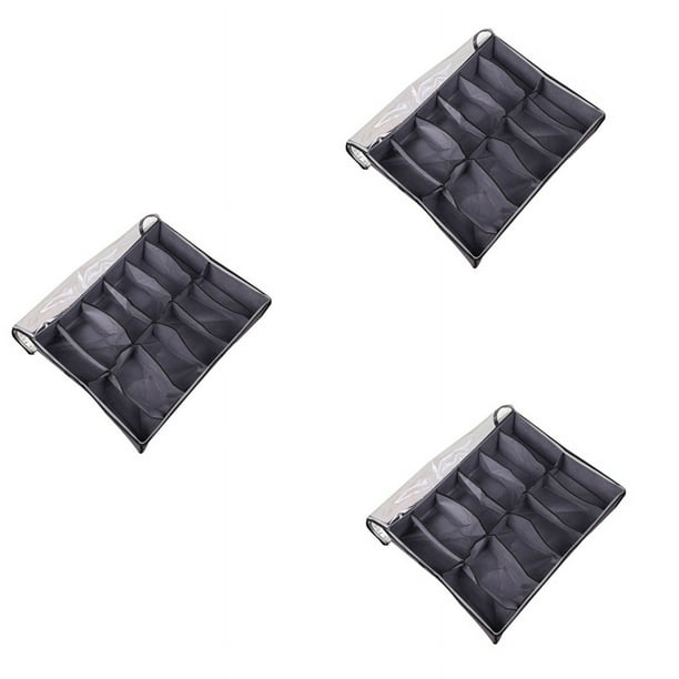 Organizador de zapatos para debajo de la cama, 3 unidades, caja de tela plegable para zapatos con cubierta transparente, bolsa de almacenamiento con ventana transparente