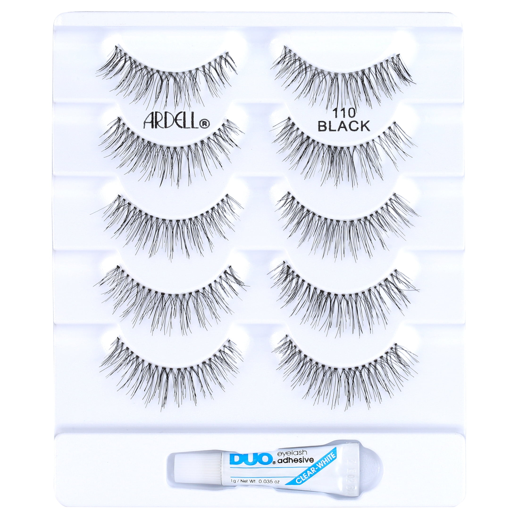 Ardell 5 Pack False Eyelashes, 110, Includes 0.035 oz DUO Lash Adhesive, 5 Pairs
