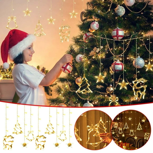 Boovnll Christmas Lights, Christmas Window Lights Decorations Christmas Curtain Lights Fairys Lights with 8 Modes Led Christmas Lights for Bedroom Party Decor, Christmas Decorations