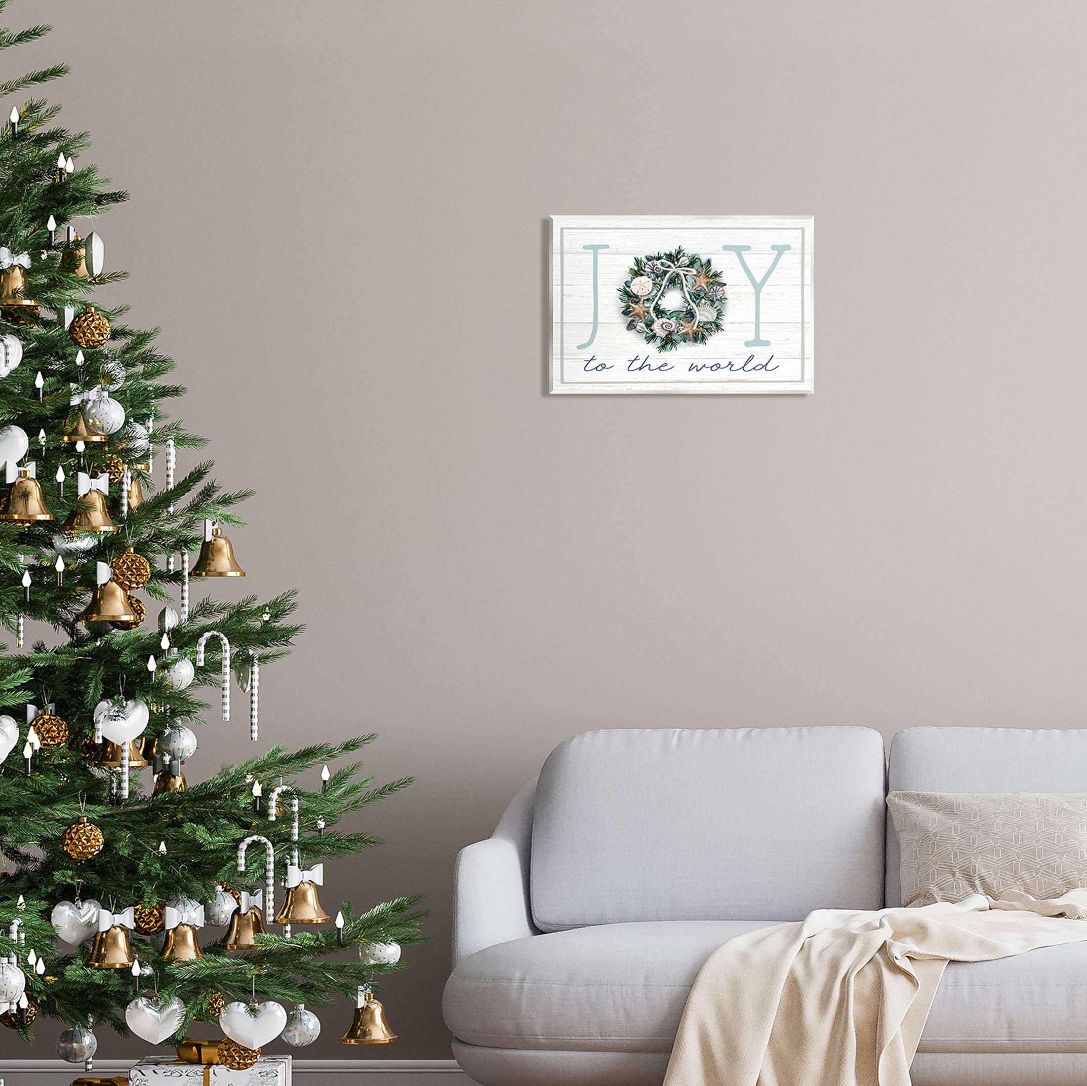 Stupell Industries Joy To The World Nautical Wreath Graphic Art Unframed Art Print Wall Art, Design by Elizabeth Tyndall