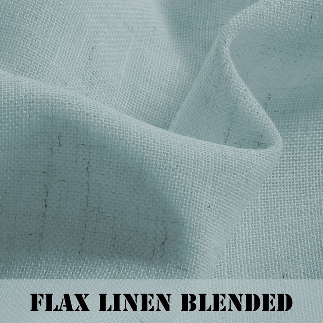 H.Versailtex Linen Sheer Curtains for Bedroom - Airy Linen Texture, Cloud Blue, 2 Panels, 52" x 72"