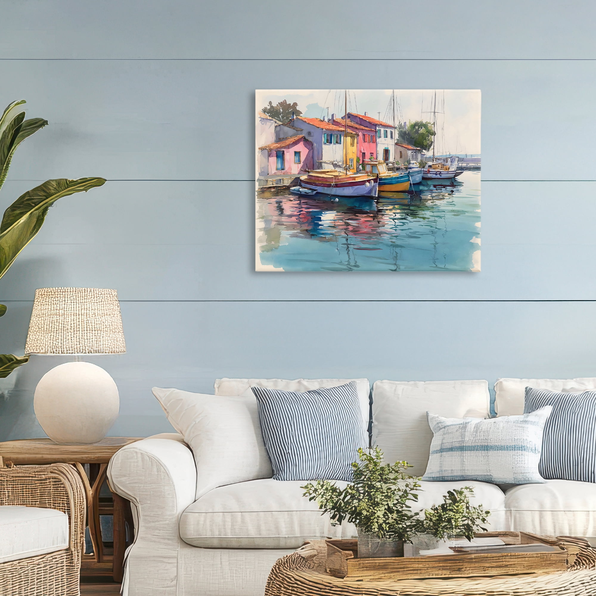 Stupell Industries Colorful Docks Harbor Canvas Wall Art, design by Franklyn Gregory
