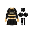 thumbnail image 3 of Hansber Tenues de Cheerleading pour Filles Uniforme de Cheerleading Robe Fantaisie avec Pompons Ensemble de Bas Doré&Noir 16, 3 of 7