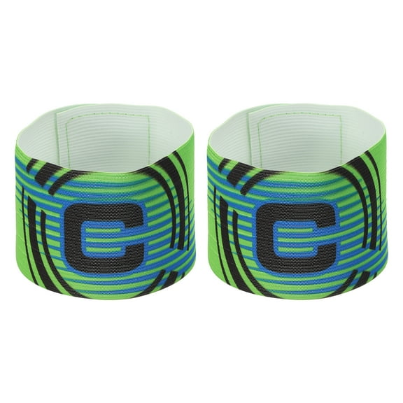 Uxcell 12.2x2.6" Soccer Captain C Armband, 2 Pack Nylon Unisex Elastic Band Adjustable for Youth Team Training, Green