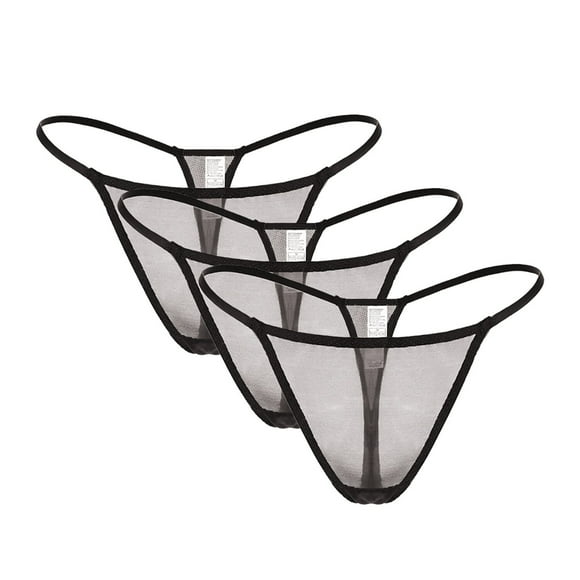 Women's Low Rise Waist T-Back Sexy G-String Black Thongs Underwear Panties See Through Panty