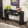 thumbnail image 3 of Tcbosik 54" Oval Console Table with 2 Storage Drawers, Entryway Table with Fluted Design for Hallway, Foyer, Living Room, Black, 3 of 9