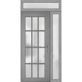 thumbnail image 2 of Front Exterior Prehung Metal-Plastic Door Frosted Glass / Manux 8312 Grey Ash / Side and Top Window / Office Commercial and Residential Doors Entrance Patio Garage 48" x 94" Left-hand Inswing, 2 of 5