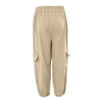 thumbnail image 4 of Fancifize Cotton Linen Cargo Pants for Boys Summer Loose Elastic Waist Harem Pants Kids Casual Trousers 7-16 Years, 4 of 6