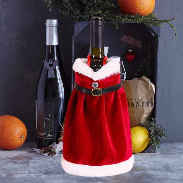 Tapa De Botella De Vino Cubierta navideña para botella de vino, mesa de cena, tapa para botella de champán, decoración del hogar (A)