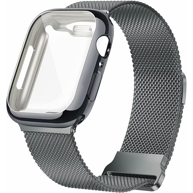 Metal Magnetic Bands Compatible for Apple Watch Band 40mm with Case, Stainless Steel Milanese Mesh Loop Replacement Strap Compatible with iWatch Series SE 6/5/4/3/2/1(Space Gray,40MM)