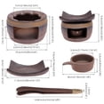 thumbnail image 2 of Grusce Zen Ceramic Incense Holder with Wood Tongs Tealight Wax Warmer and Essential Oil Burner for Wax Melts with Tealight Holder Aromatherapy Stove for Bedtime Calm Home and Office, 2 of 9