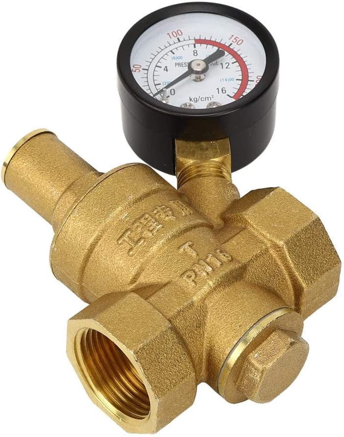 Hemoton 1 Set Water Pressure Regulator Pressure Reducing Valve Rv Water Regulator Reducer Valve 1 2 With Gauge