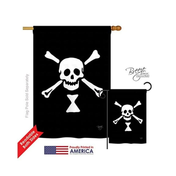 Breeze Decor 07039 Pirate Emanuel Wynne 2-Sided Vertical Impression House Flag - 28 x 40 in.