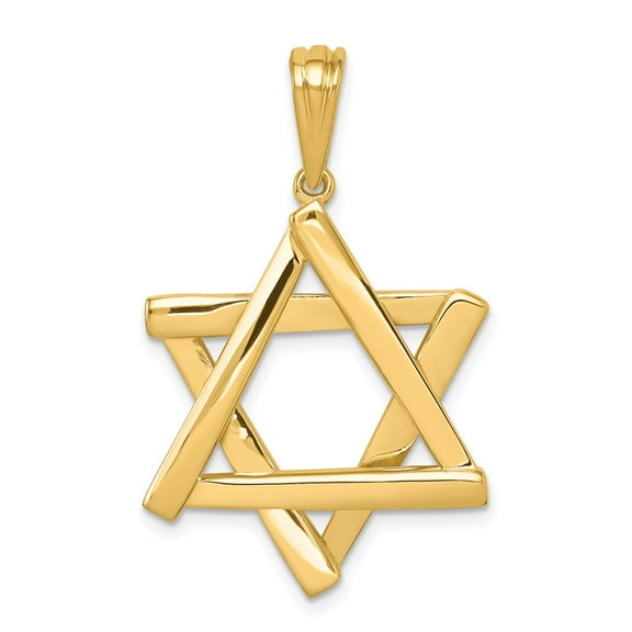 14K Yellow Gold Charm Pendant Themed 39 mm 24 Star Of David