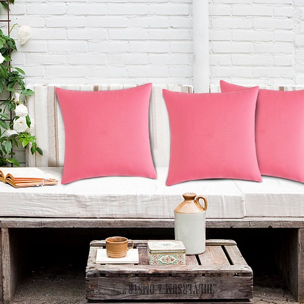 Funda de cojín impermeable para exterior, 2 fundas de cojín de color liso, tela resistente al agua, decoración moderna, para jardín, sala de estar, fundas de respaldo, fácil mantenimiento,