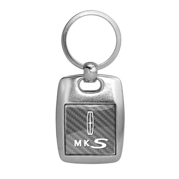 iPick Image for Lincoln MKS Silver Carbon Fiber Backing Brush Metal Key Chain, Official Licensed