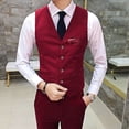 thumbnail image 3 of Joernso Men Suit Vest Waistcoat V Neck Sleeveless Solid Color Slim Fit Single-breasted Cardigan Formal Business Coat Groom Wedding Coat, 3 of 8