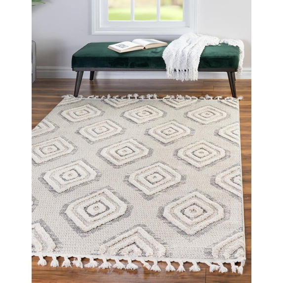 Rugs.com Cherokee Collection Rug – 8' x 10' Ivory High Rug Perfect For Living Rooms, Large Dining Rooms, Open Floorplans