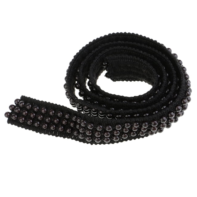 1 yarda de cinta de encaje de perlas de 25 mm para decoración de ropa, suministro de manualidades para bricolaje Negro Soledad Cinta de borde de perlas