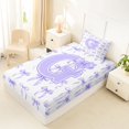 thumbnail image 4 of Manfei Purple Bow Tie Twin Sheet Sets For Girls,Letter G Initial Print Bedding For Kids,3pcs, 4 of 6