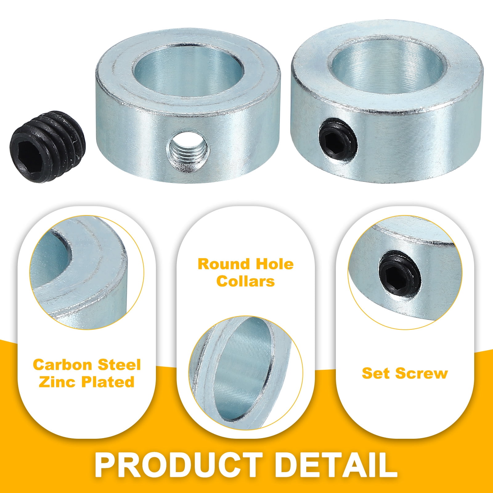 Uxcell Bore 5/16" Shaft Collar 5/8" OD 5/16" Width,Land Gear Stopper Wheel Collar with M4 Set Screw/Wrench,Silver 10Pcs