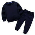 thumbnail image 2 of Lilgiuy Toddler Boy Girl Clothes Fall 12 Months-12T Casual Solid Color Round Neck Long Sleeve Pullover Tops & Pant Sets Kids Winter Outfits for Sports Navy (3-4 Years), 2 of 5