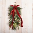thumbnail image 6 of 19'' Christmas Teardrop Swag, Artificial Norfolk Pine Pinecone Wreath with Red Berries & Acorns for Front Door Decoration, C, Wreath, 6 of 9