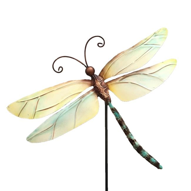flower pot accents NEW gift Copper wing Dragonfly teal/green body 