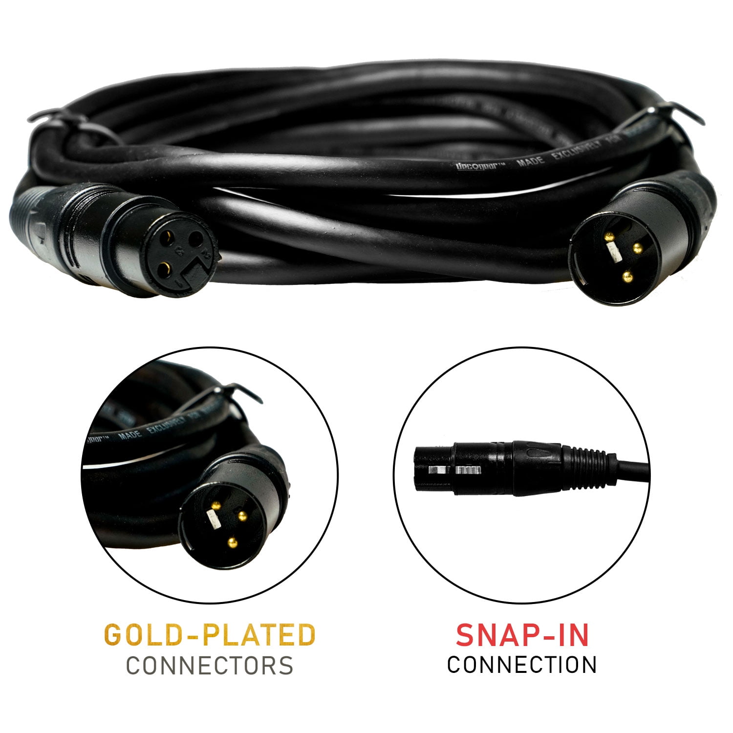 Deco Gear XLR 10' Male to XLR Female 16AWG Gold Plated Cable (2-Pack)