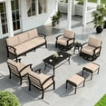 thumbnail image 4 of ALAULM 9-Seat Aluminum Patio Furniture Set, Outdoor Patio Conversation Set with Rectangular Metal Coffee Tables and 5.1" Cushions for Patio Backyard Poolside，Sand, 4 of 8