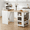 WHITE, variant on 52 inch Kitchen Island with Seating & Extendable Dining Table, Mobile Storage Islands with Rolling Expandable Island, 3-Tier Spice Rack (White)