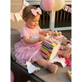 thumbnail image 6 of BemeyourBBs Toddler Baby Girl Birthday Outfits 1st 2nd 3rd 4th Birthday Summer Clothes Letter Embroidery Short Sleeve T Shirt Tops and Tulle Tutu Skirts Set Headband 3Pcs Set, 6 of 9