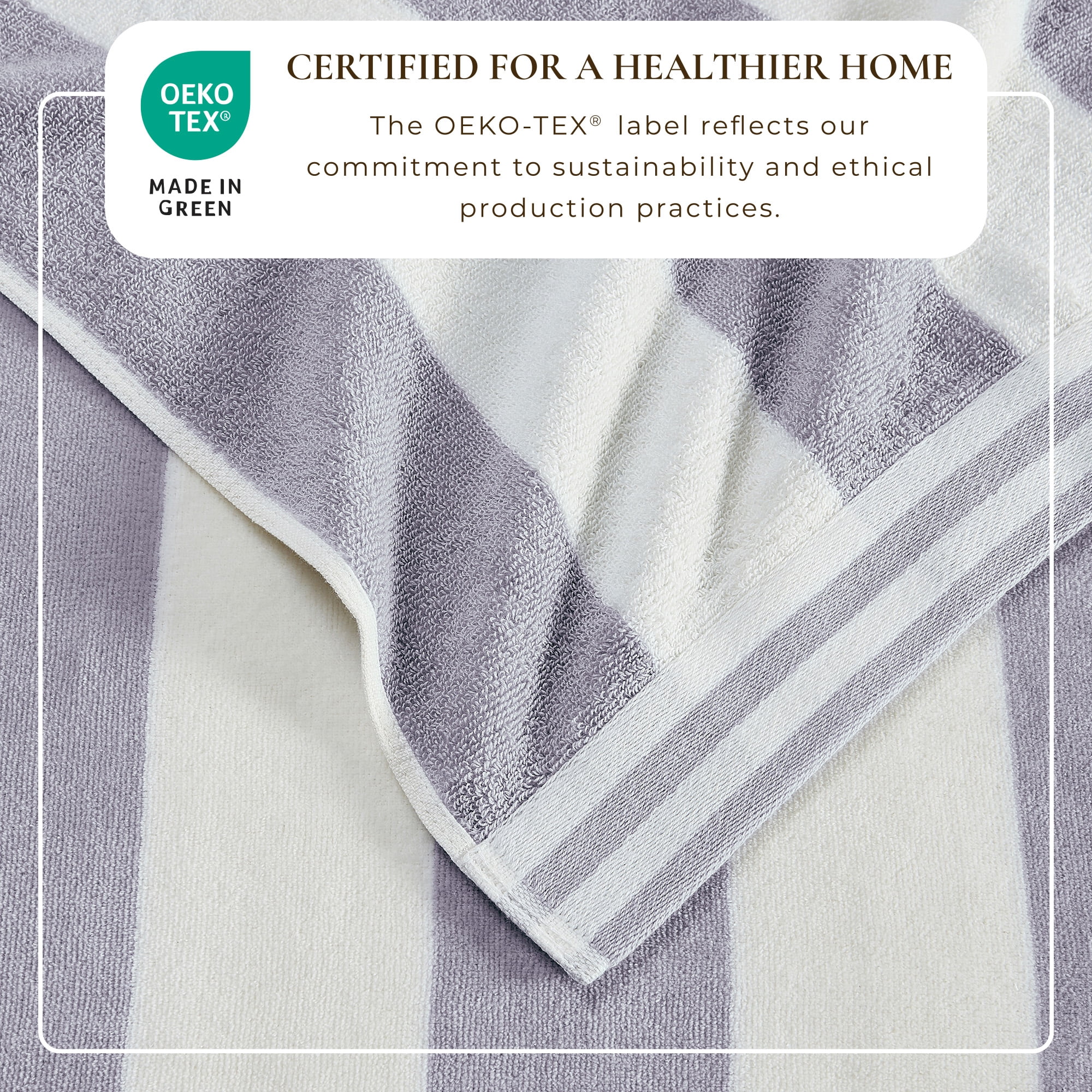 100% Cotton Cabana Stripe Oversized 4 Pack Beach & Pool Towel (4 Pack- 35" x 70", Lavender Purple)