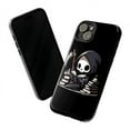 thumbnail image 3 of Cute Grim Reaper Phone Case for iPhone 16 15 14 13 12 11 Pro Max, Halloween Phone Cover with Gothic Skeleton, Spooky Book Lover Design, 3 of 6