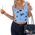 thumbnail image 2 of Summer Floral Print Sleeveless Women Slim Fit Ruffle Tank Tops, 2 of 6