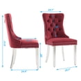 thumbnail image 3 of MIKIBAMA High-End Tufted Velvet Dining Chair Set of 6, Solid Wood with Chrome Stainless Steel Legs and Nailhead Trim, Wine Red Chrome, 3 of 9