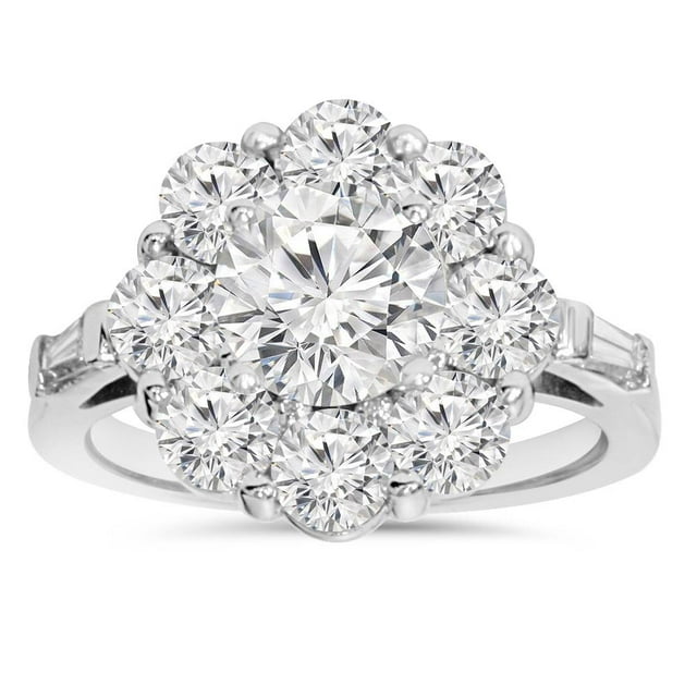 Bague de Fiançailles Diamant 3.00 CT Or Blanc 14K
