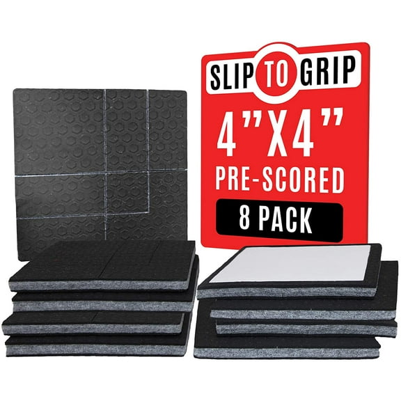 SlipToGrip" Non Slip Furniture Pad Grippers - Stops Slide - Multi Size (8 Pads) - Make 4", 1", 2", etc.- Pre-Scored Multiple Sizes - 3/8" Felt Core - Anti Slip - No Nails, No Glue.
