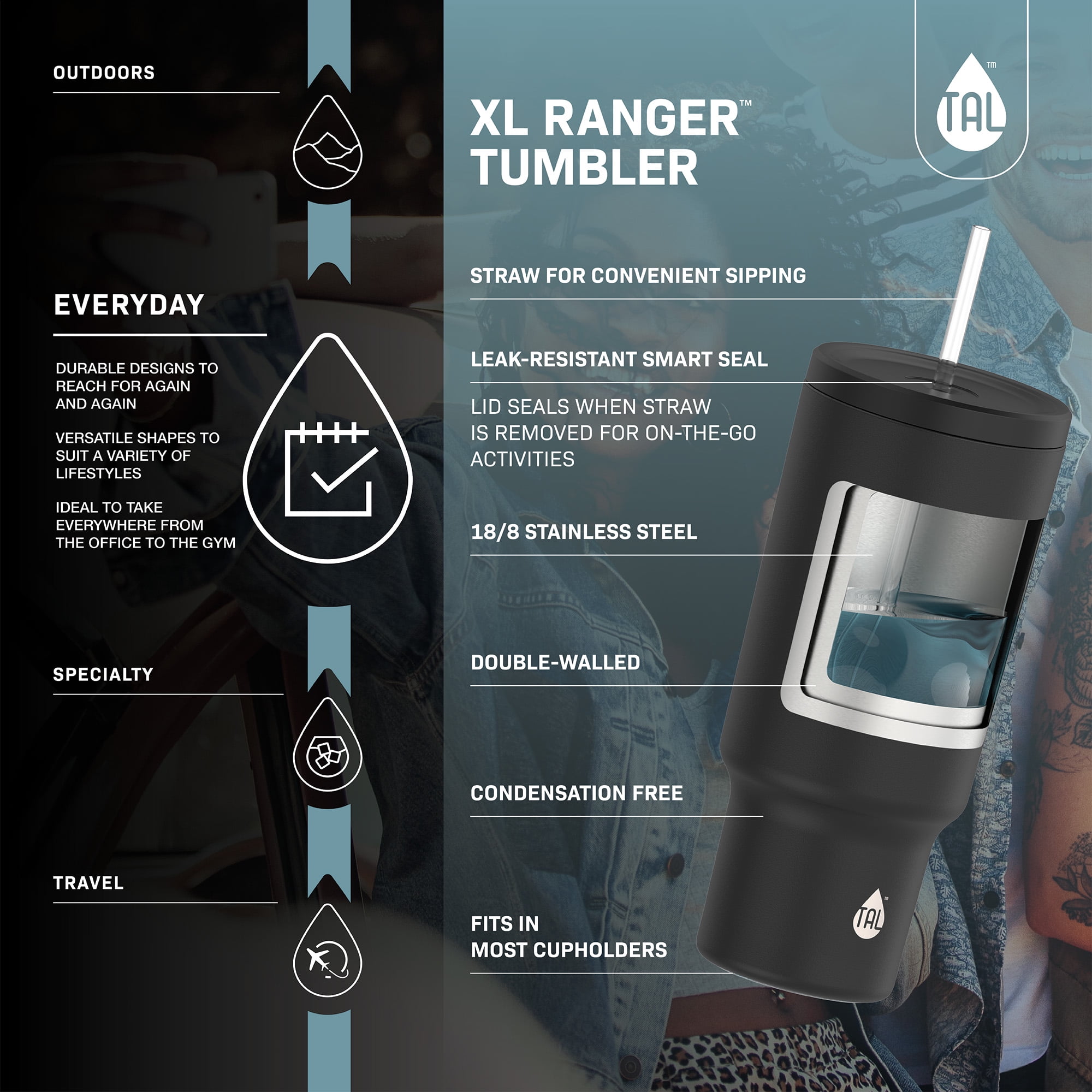 IWOM Stainless Steel Ranger Water Bottle 40 fl oz by TAL
