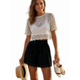 thumbnail image 4 of Women'S Shorts Summer Casual Loose Elastic Waist Drawstring Lace Boho Beach Cover Up Shorts, 4 of 10