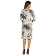 thumbnail image 4 of Bimba Printed Knee Length Jersey Dress For Women Casual Full Sleeve V Neck Midi Dress, 4 of 7