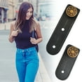thumbnail image 3 of Stretchable Jeans Waist Extender | Adjustable Herringbone Buckle | Faux Leather Detachable Buttons | Enlarged Waist for Comfort | 2-Piece Set with Long & Short Buttons, 3 of 4