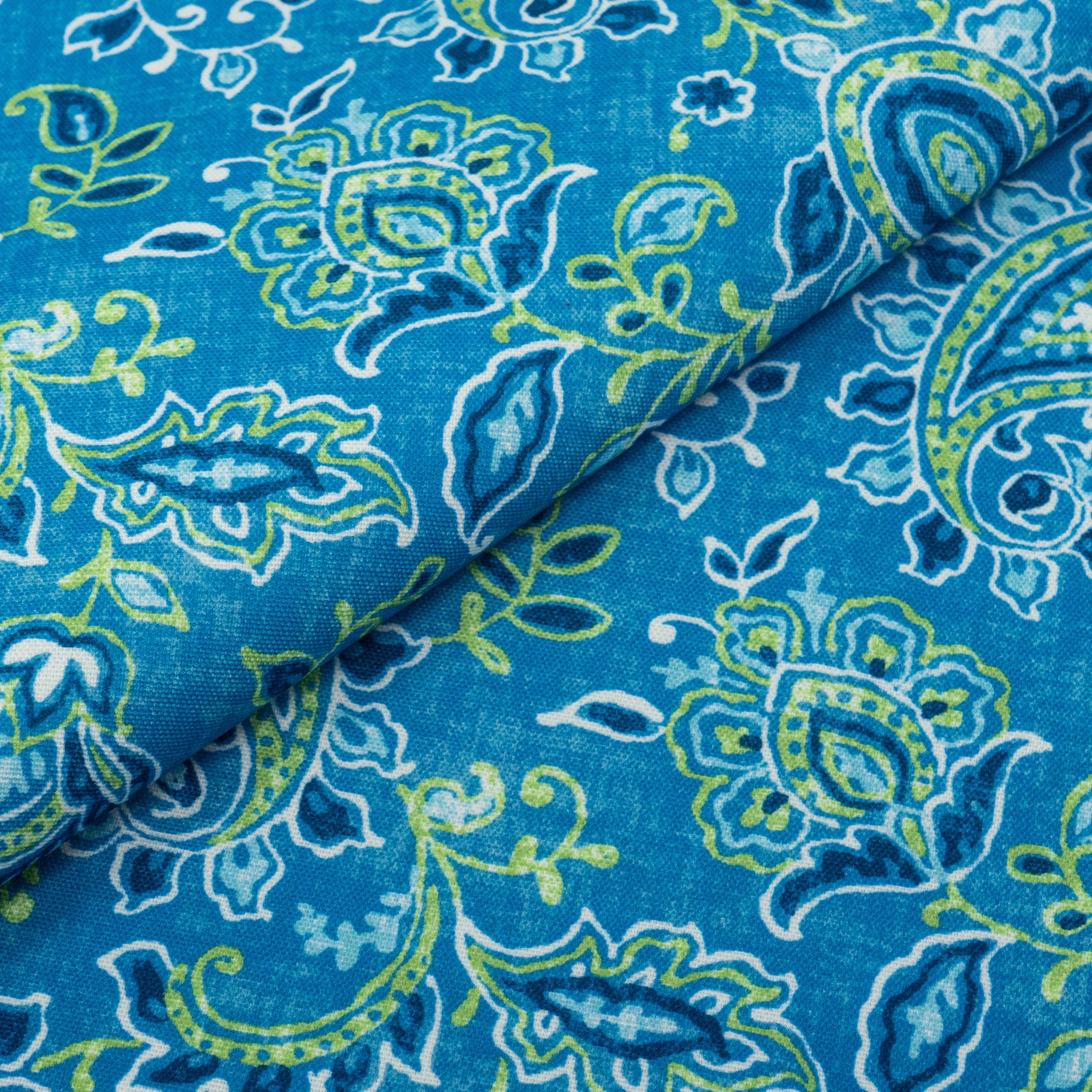 Waverly Inspirations, Home Decor, 100% Polyester, Water/Stain Resistant, Indoor/Outdoor Fabric - Print Width 54 Inch, Outdoor Paisley, Denim, Cut by Yard