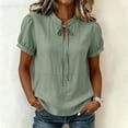 thumbnail image 4 of DeHolifer Women's Summer Tops V-Neck Solid Color Casual Lightweight Short Sleeve Tee T-Shirts Green 2XL, 4 of 8