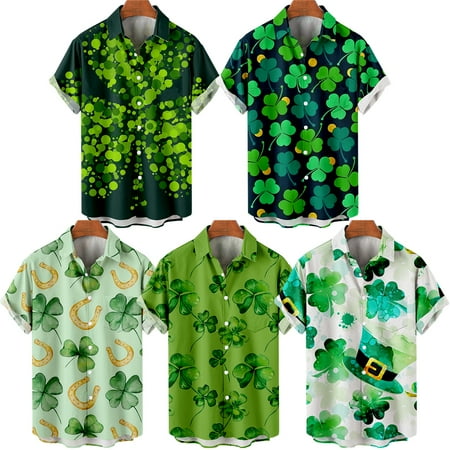 

MLFU Men s St. Patrick s Day Casual Button Down Short Sleeve Polo Shirts Stylish Retro Clothing Apparel Regular & Big Man Sizes