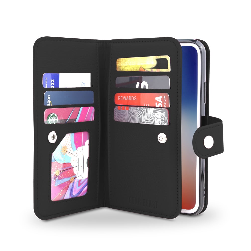 Gear Beast iPhone X Wallet Case, Flip Cover Dual Folio Case Slim Protective PU Leather Case 7 ...