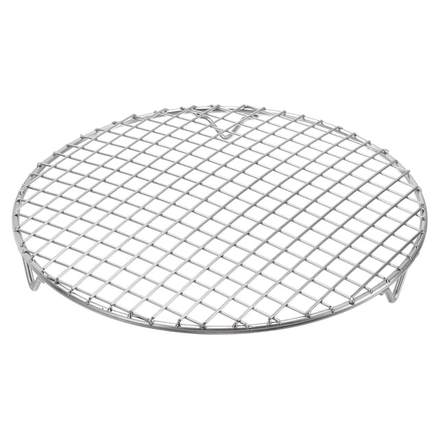 Rejilla de cocción redonda Uxcell con patas, diámetro de 9.4 pulgadas, parrilla de acero inoxidable 304 para cocinar, hornear, barbacoa, estantes para freidora de aire, color plateado
