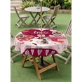 thumbnail image 3 of Outdoor Tablecloth with Umbrella Hole and Zipper, Light Pink Valentines Day Round Table Cloth 60 Inch Waterproof Tablecloth, Love Hearts Romantic Farmhouse Picnic Table Cover for Patio Camping, 3 of 7