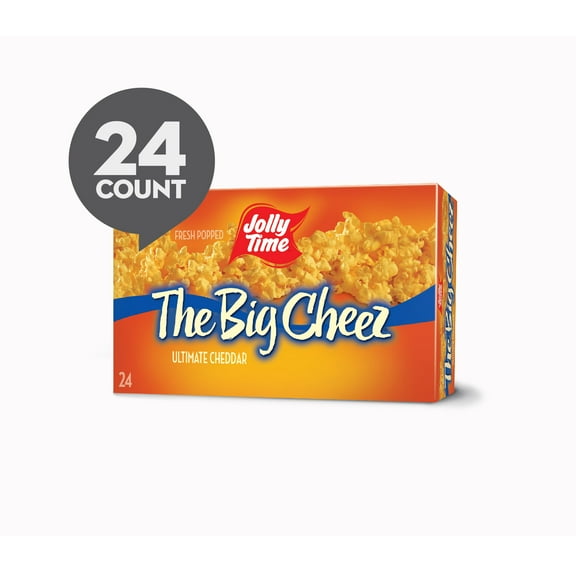JOLLY TIME The Big Cheez Gourmet Cheddar Cheese Microwave Popcorn 24 Bags, 3.5 oz Each